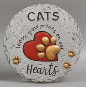 CEMENT MEMORIAL DOG AND CAT WALL PLAQUE OR STEPPING STONE