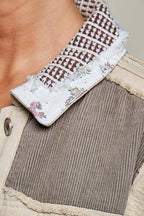 Pamela Vintage Patchwork Floral Geometric Neutral Cropped Jacket-Pol Clothing