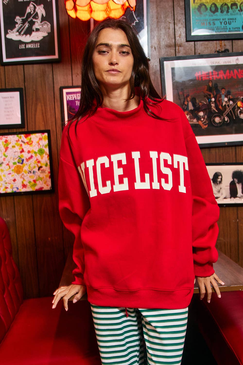 BUCKETLIST INC - IT2594-NICELIST | Reversible 'LIST' Slogan Mockneck Pullover