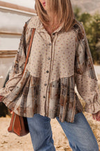 fashionworks - Boho Distressed Detail Ruffled Sleeve Waffle Knit Shacket
