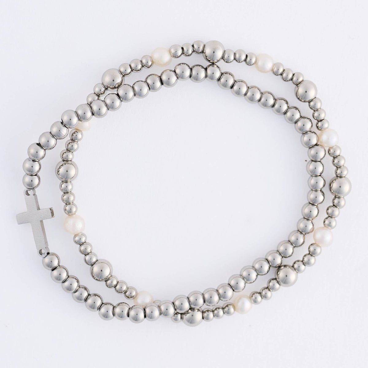 Howard's - Cross Bracelet Pearl Station Bead Waterproof Narelle Duo Set