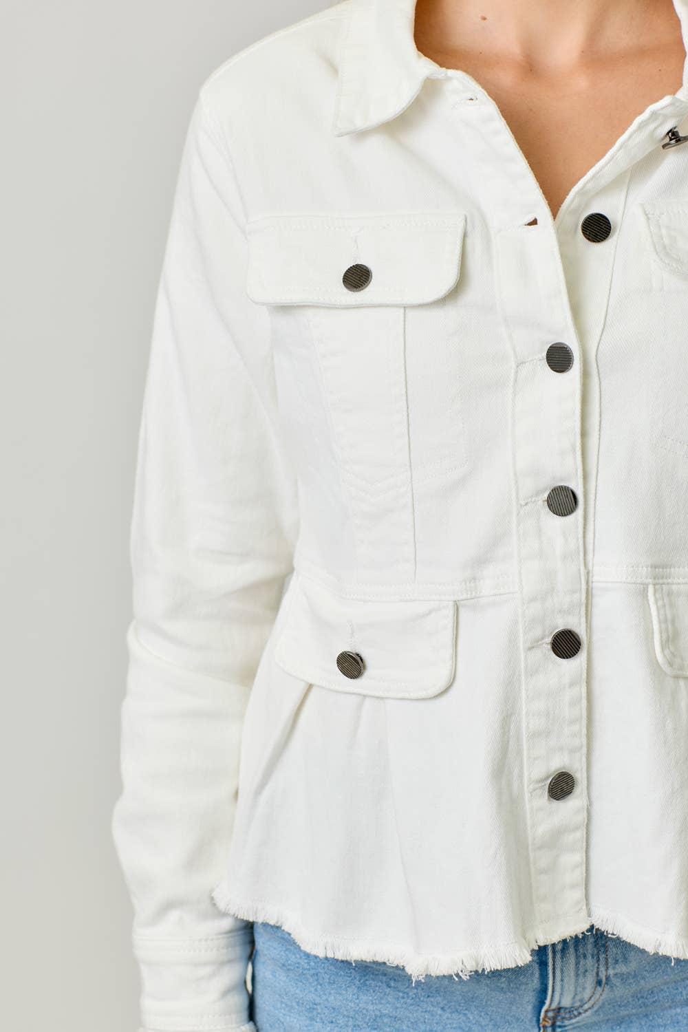 Alex Washed Denim Peplum Jacket