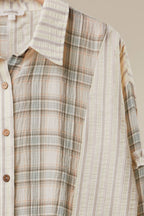 Mello. - Bohemian Lace Panel Mixed Stripe Shirt