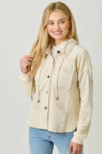 Festive Flower Embroidery Hoodie Jacket