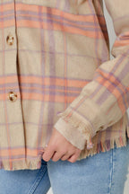 Fringe Detailed Plaid Jacket