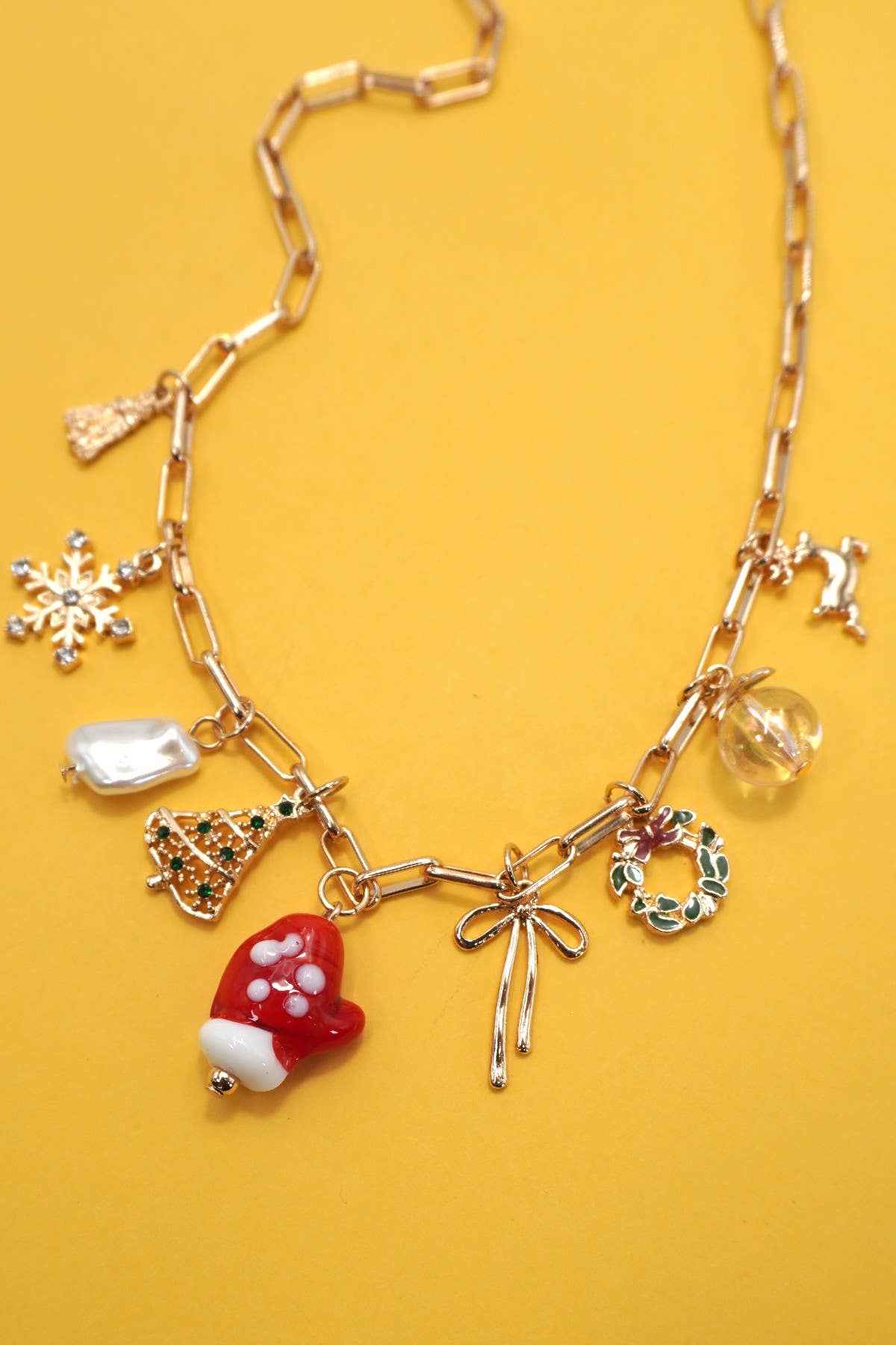 CHARM NECKLACE-CHRISTMAS TREE MITTEN RUDOLPH |