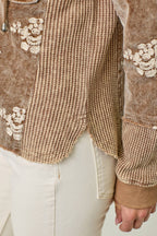Festive Flower Embroidery Hoodie Jacket