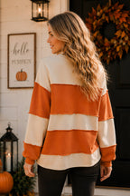 Main Strip - Pumpkin Appliqué Color Block Pullover
