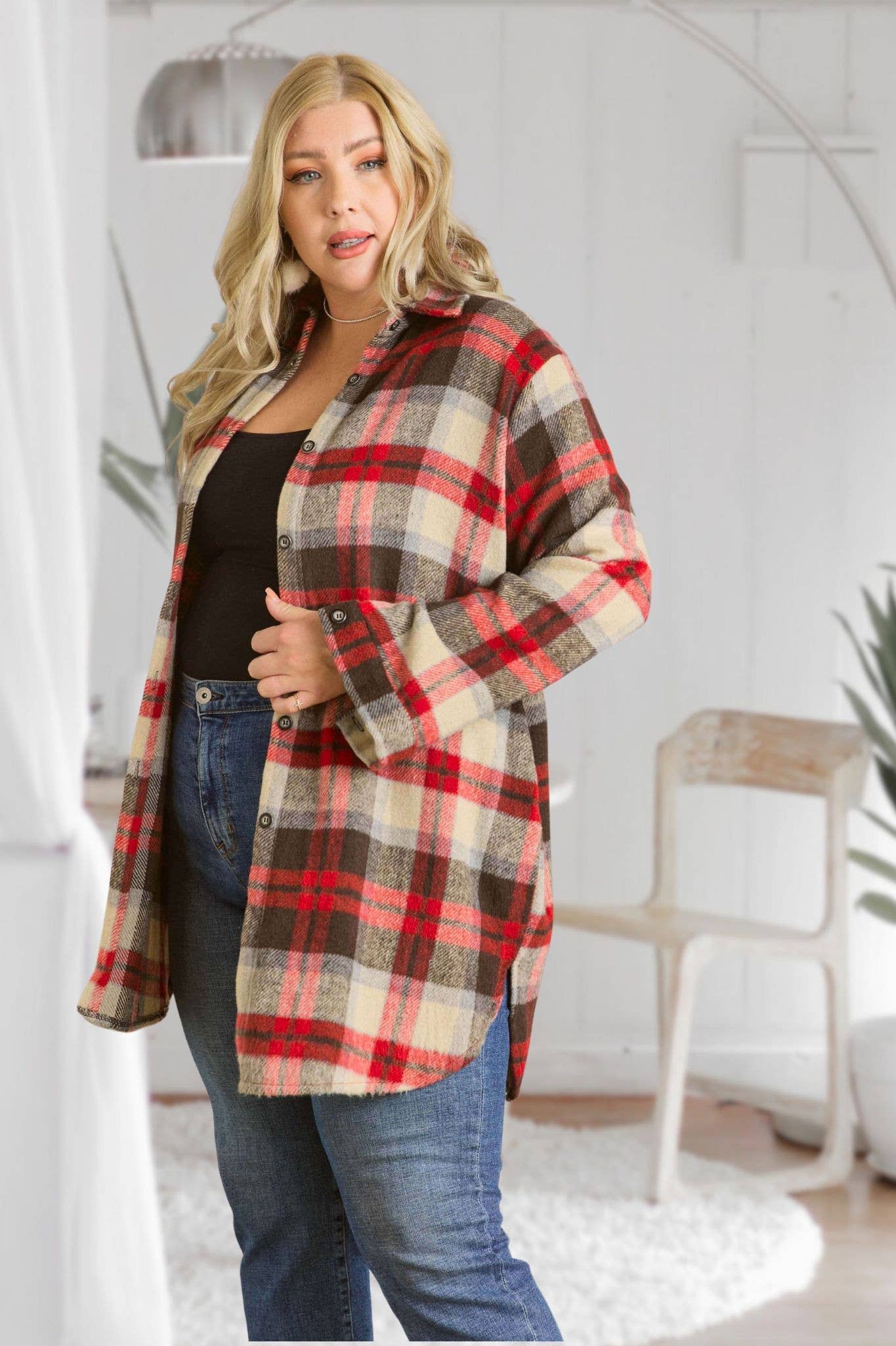 Pretty PLUS CHECK SHIRTJACKET LONG SLEEVE