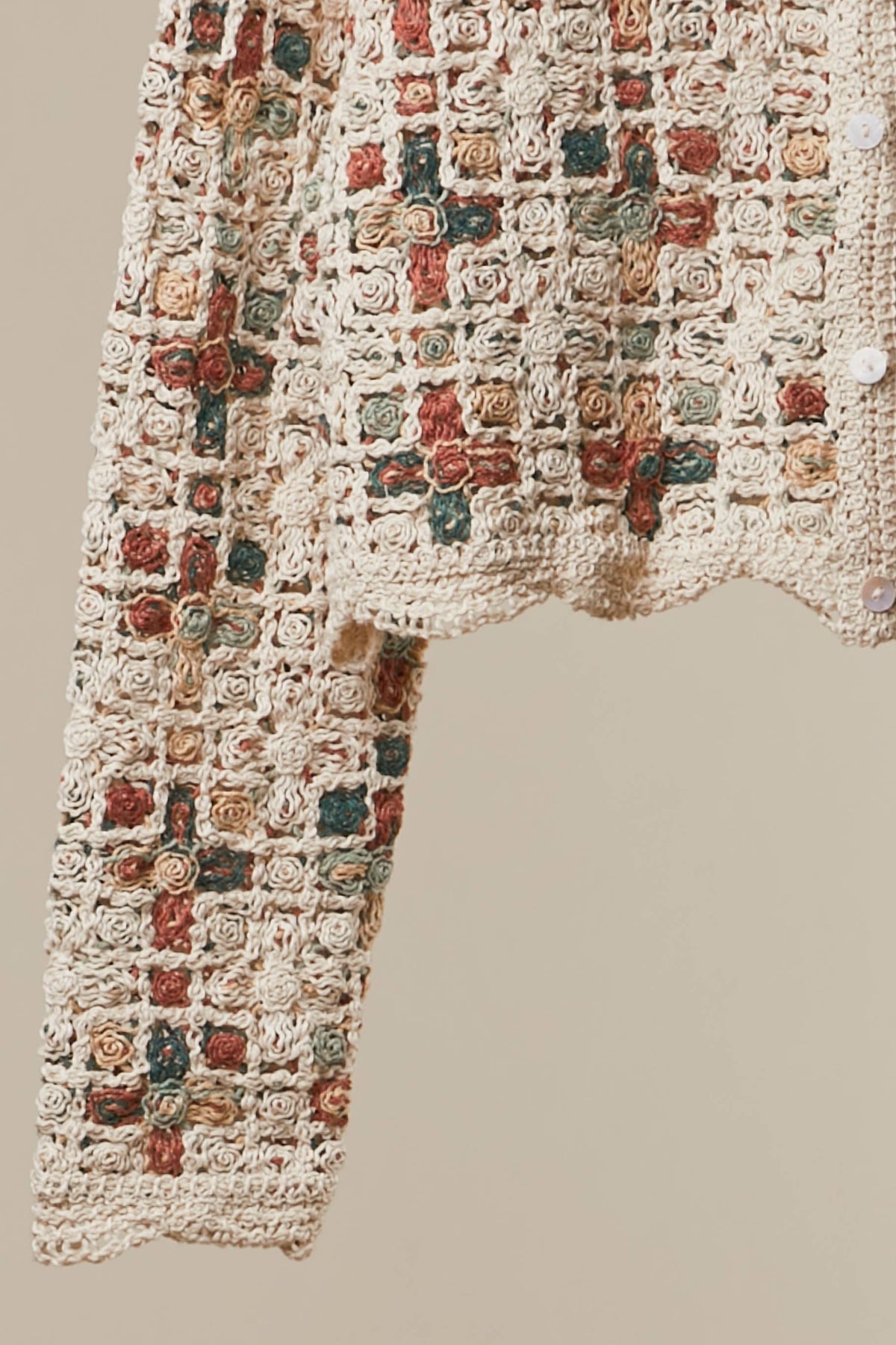 Mello. - Boho Patchwork Crochet Button Cardigan