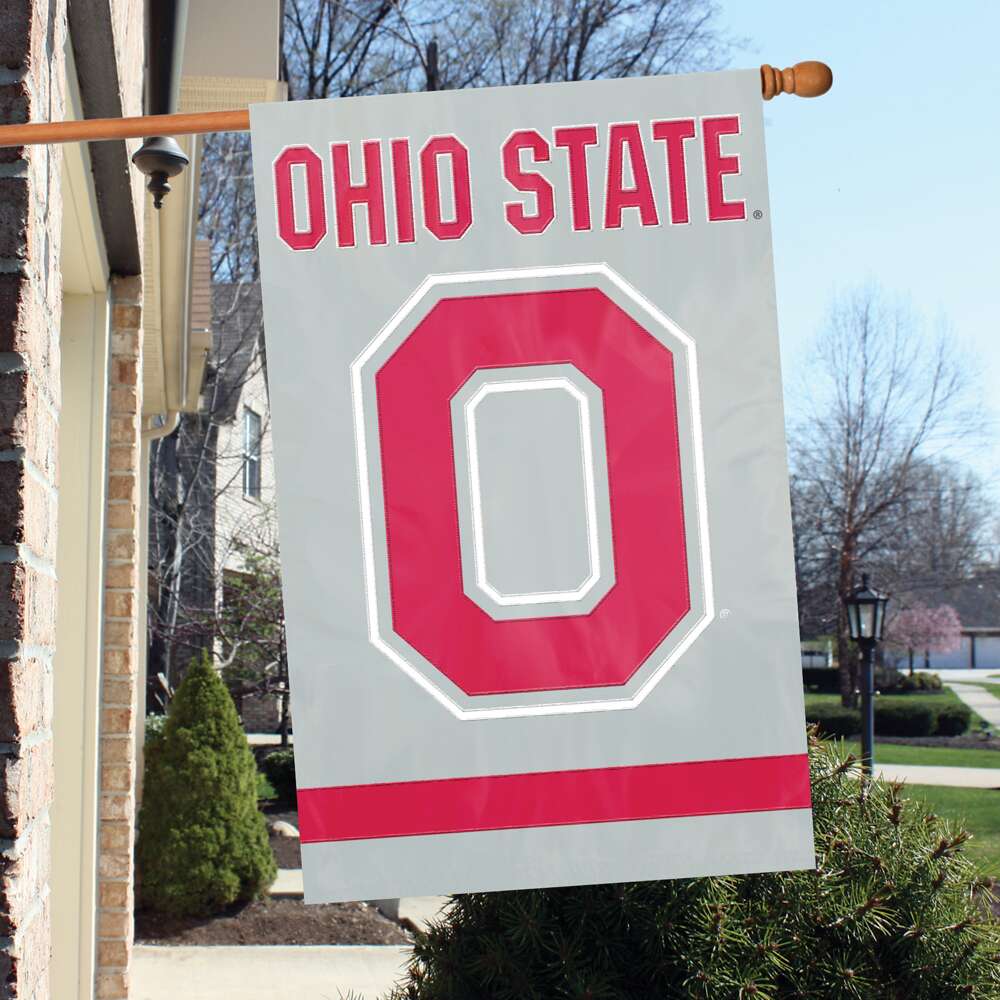 Ohio State Applique BLOCK O Banner Flag