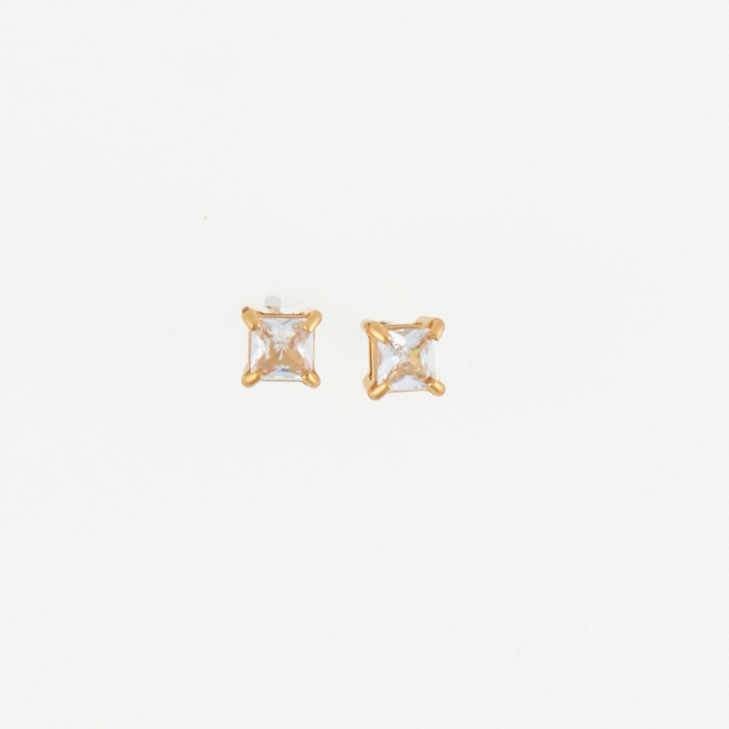 Howard's - Waterproof Earrings 5mm Square Cubic Zirconia Stud Narelle