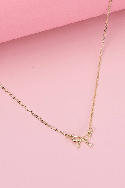 MINI GOLD BOW CHARM NECKLACE |