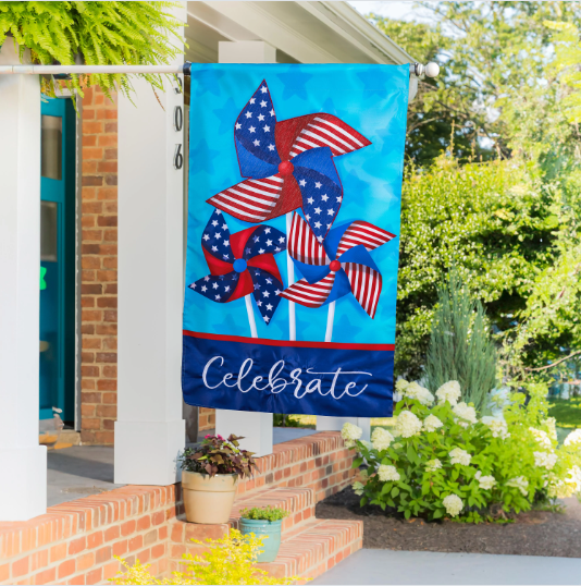 Celebrate Pinwheel Applique Flag