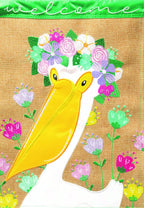 Welcome Floral Pelican Garden Flag, Size 13x18
