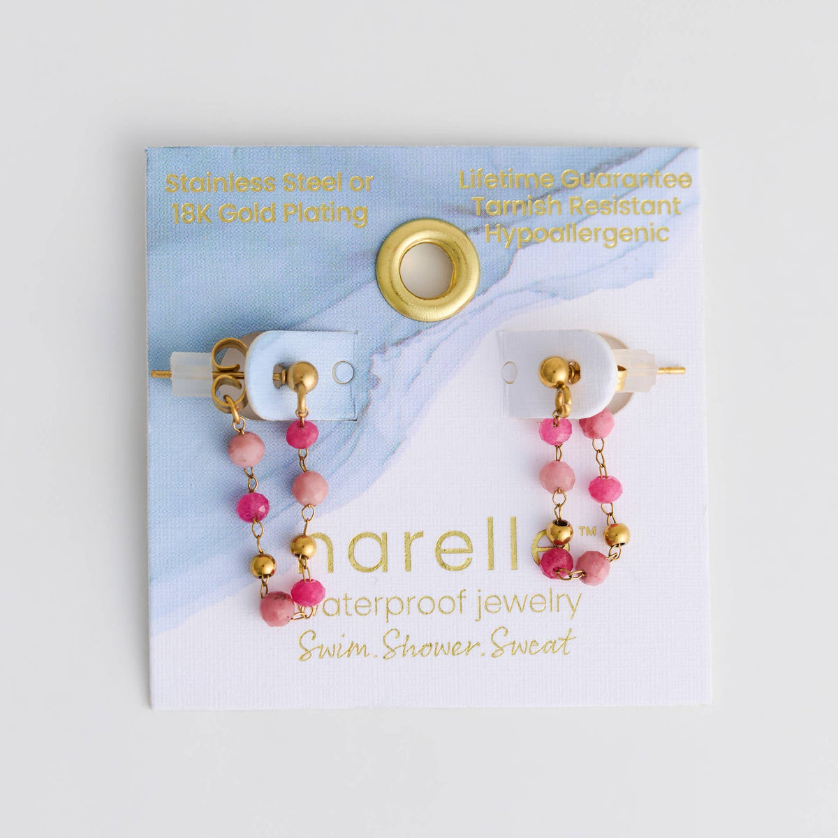 Howard's - Waterproof Earrings Gemstone Beaded Drop Narelle Gold