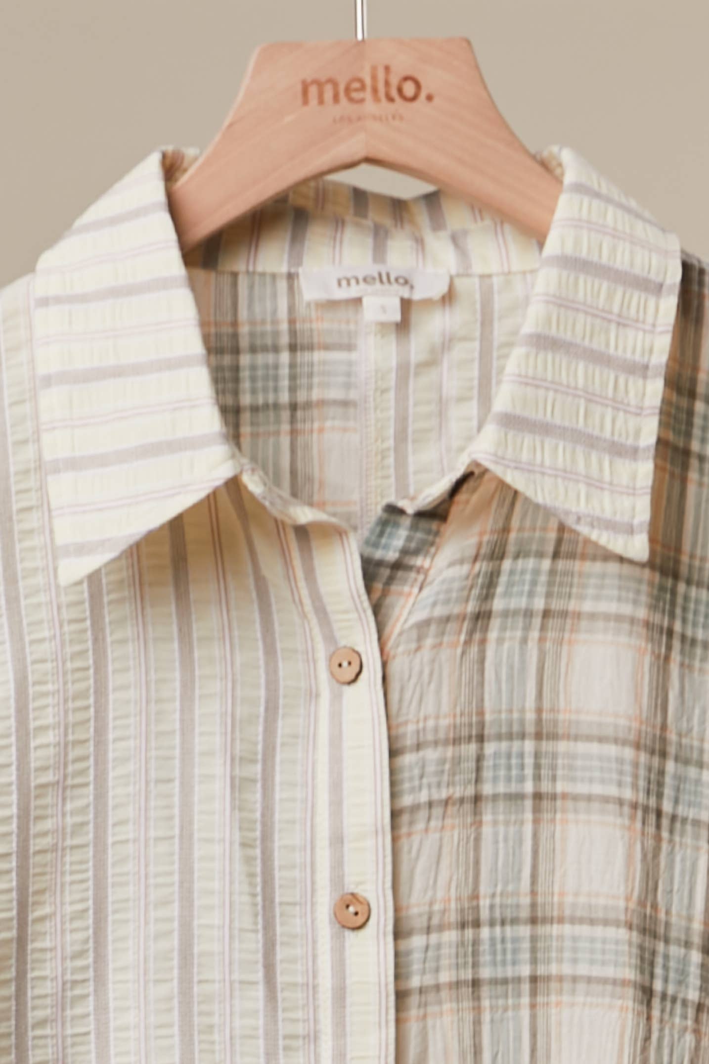 Mello. - Bohemian Lace Panel Mixed Stripe Shirt