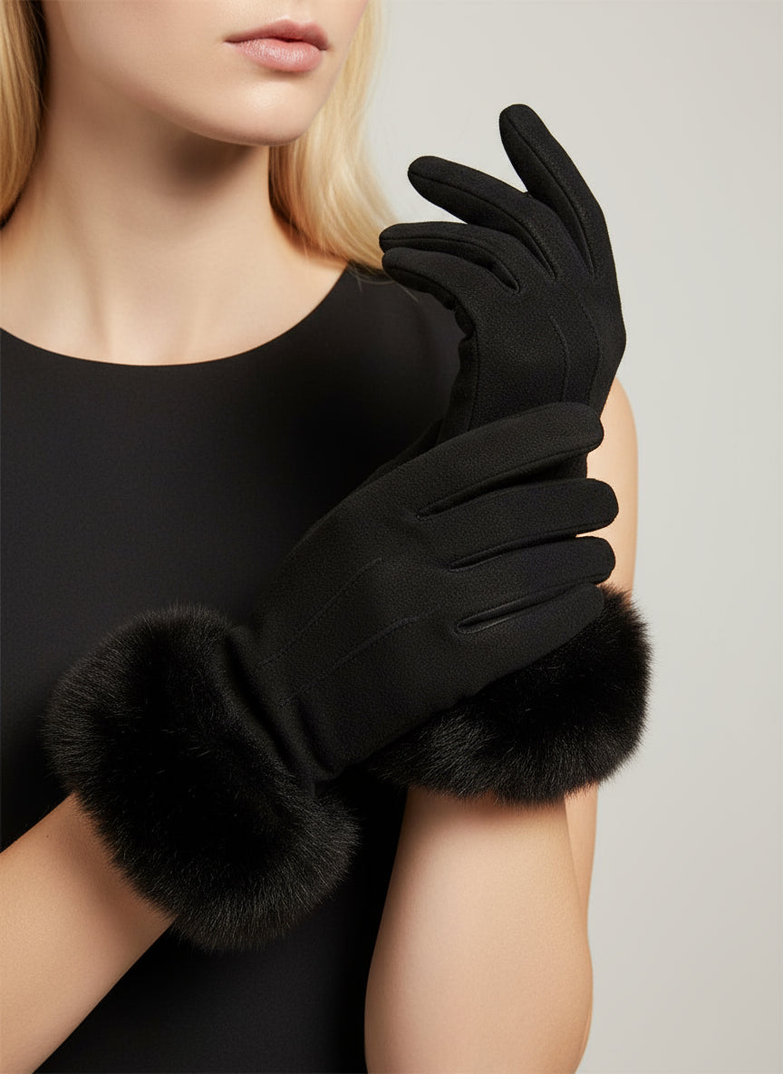 Chevron Fur Gloves