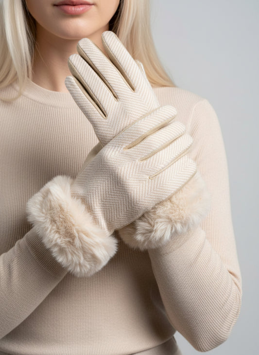 Chevron Fur Gloves