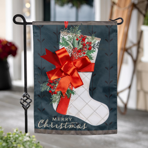 Christmas Stocking Applique House Flag