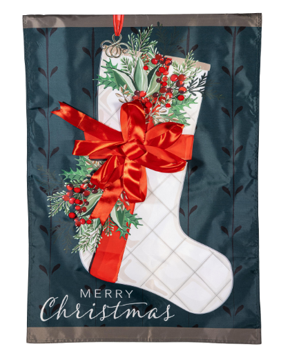 Christmas Stocking Applique House Flag