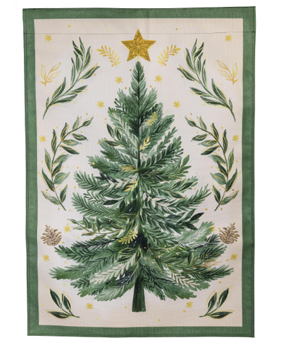 Christmas Tree With Acorn Burlap House Flag