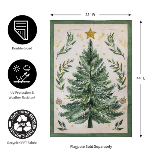 Christmas Tree With Acorn Burlap House Flag