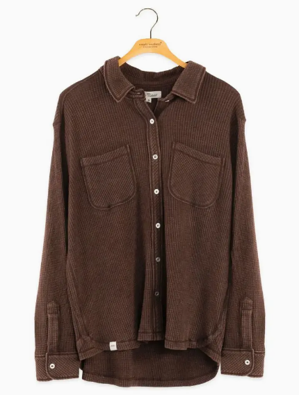 simply southern -Rust Waffle Button Up Shirt