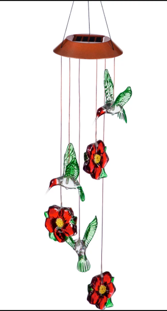 Color Changing Solar Mobile Hummingbird and Red Flower Mixed Icon