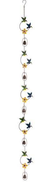 Colorful Hummingbird Rain Chain with Bells