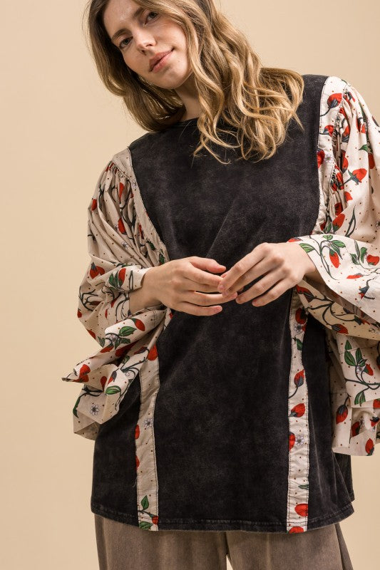 Blue Velvet Poncho Sleeve Top