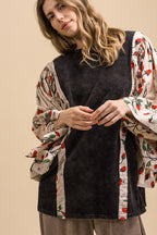 Blue Velvet Poncho Sleeve Top