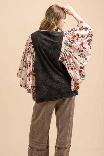 Blue Velvet Poncho Sleeve Top