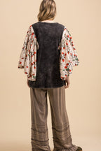 Blue Velvet Poncho Sleeve Top