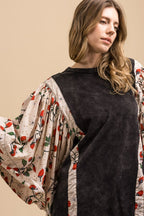 Blue Velvet Poncho Sleeve Top