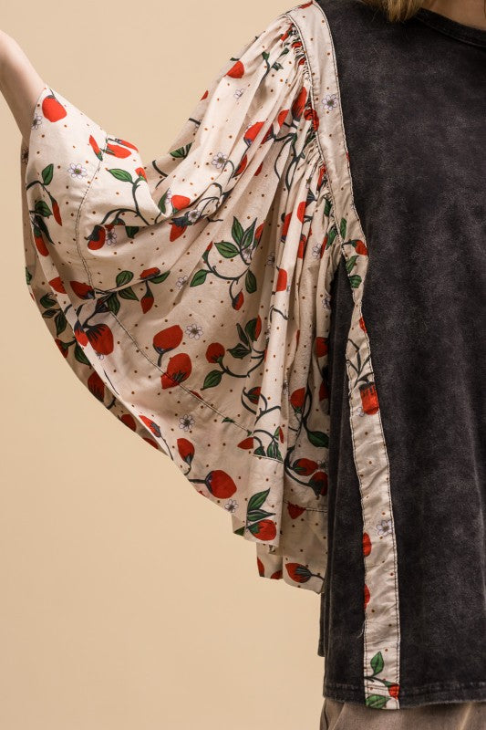 Blue Velvet Poncho Sleeve Top