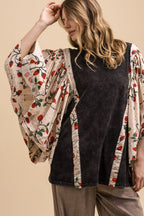 Blue Velvet Poncho Sleeve Top