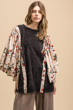 Blue Velvet Poncho Sleeve Top