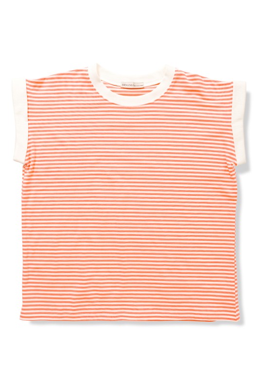 Stripe Contrast Trim Rib Banded Top