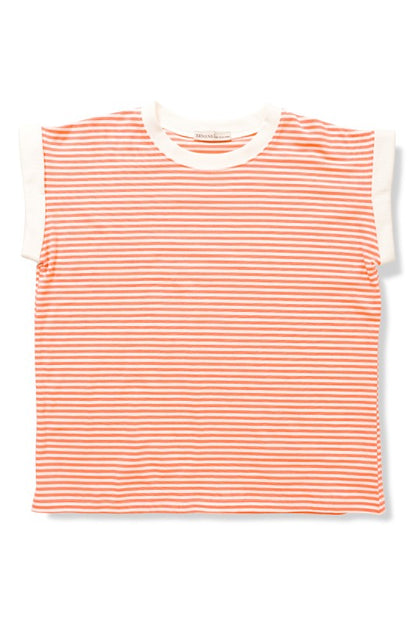 Stripe Contrast Trim Rib Banded Top
