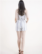 Cotton Linen Pinstripe Top Beige