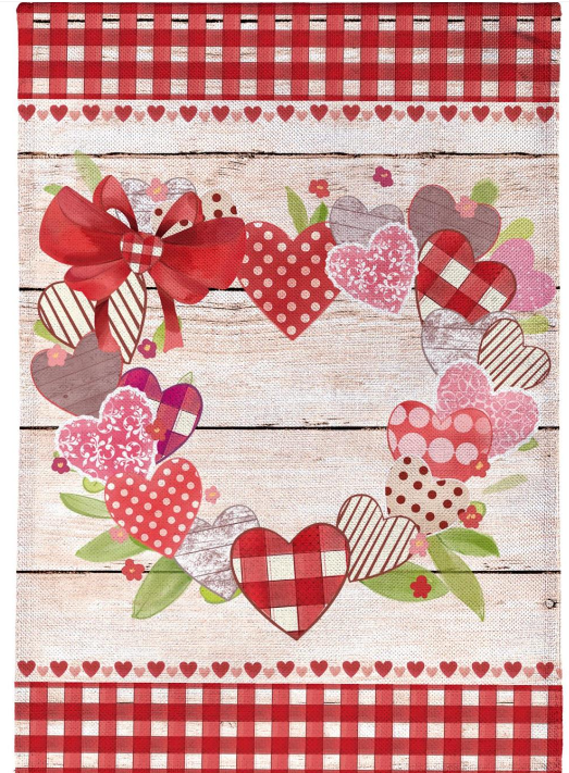 Country Heart Wreath Burlap Flag