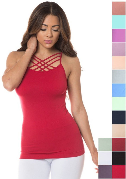 SEAMLESS TRIPLE CRISS-CROSS FRONT CAMI One Size