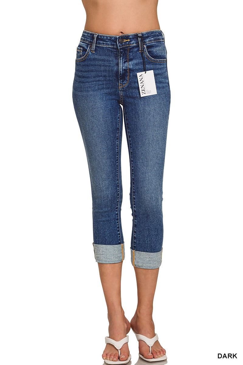 Zenana Cuffed Skinny Cropped Denim Pants