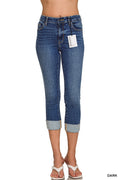 Zenana Cuffed Skinny Cropped Denim Pants