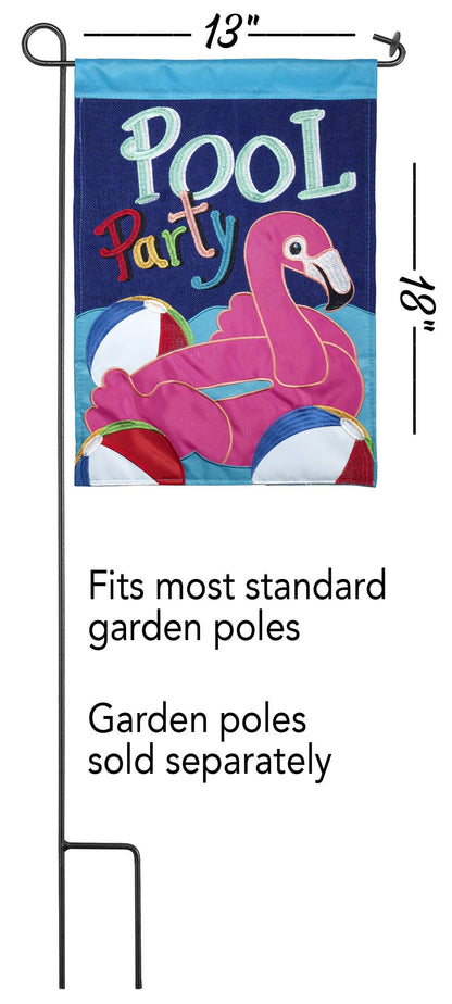 Magnolia - POOL PARTY BURLAP APPLIQUE GARDEN FLAG