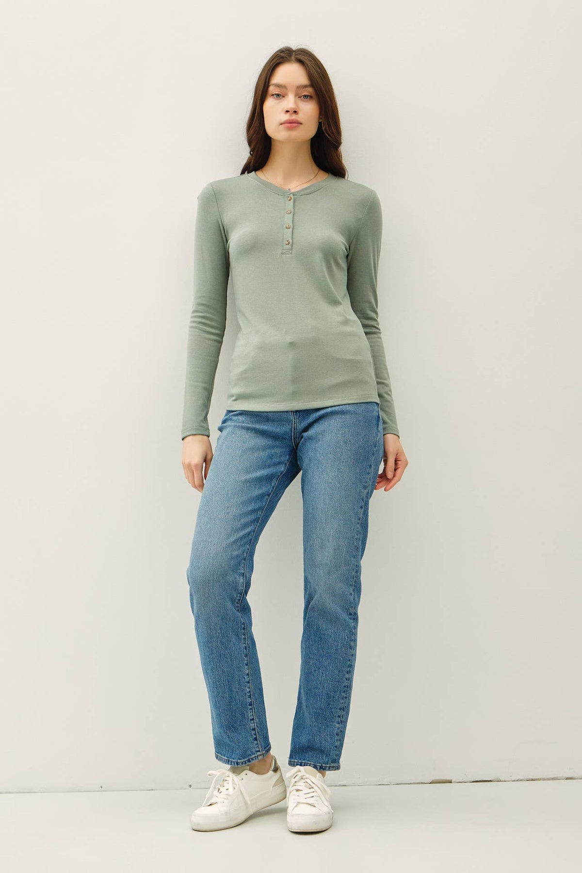 ULTRA SOFT BASIC LONGLEEVE HENLEY TOP-Be Cool