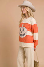 Main Strip - Pumpkin Appliqué Color Block Pullover