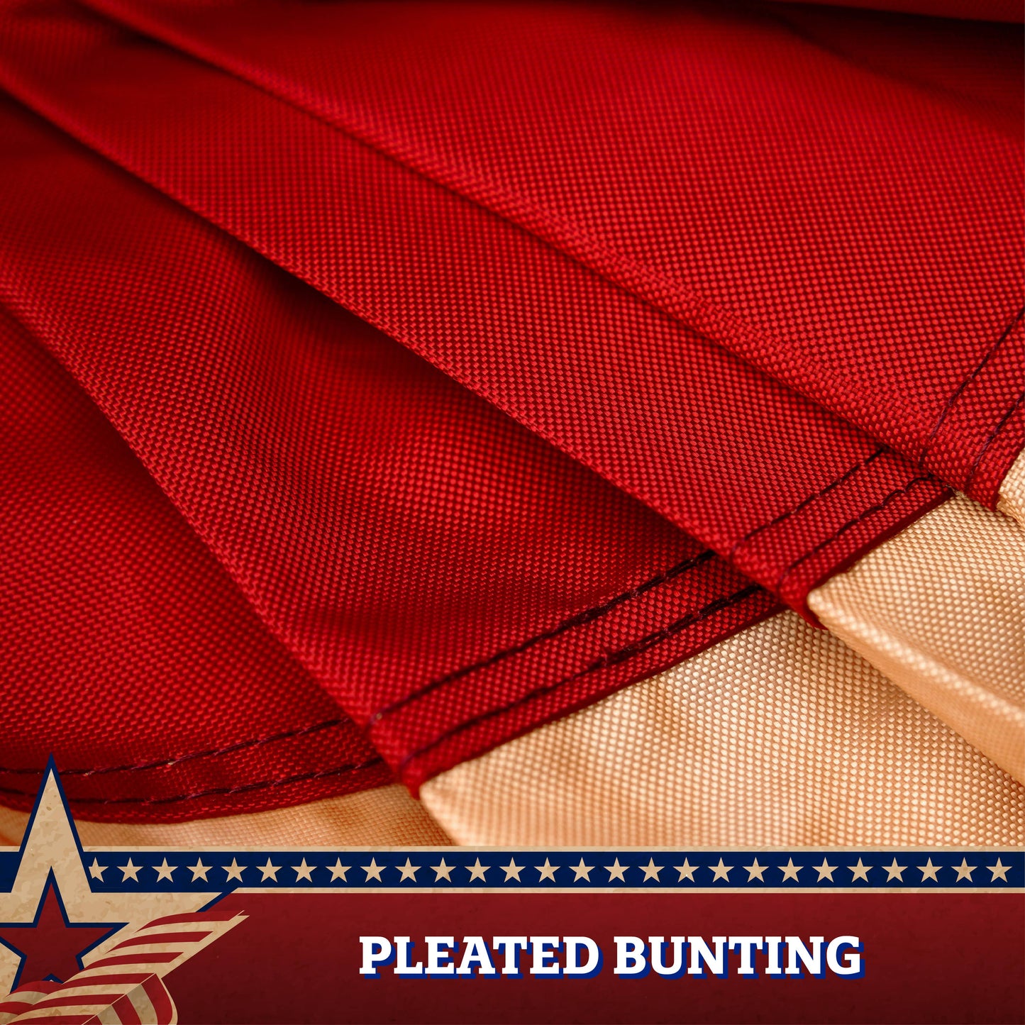 G128 - G128 USA Tea Stained Pleated Fan Flag 2x4FT Embroidered Polyester Stars and Stripes