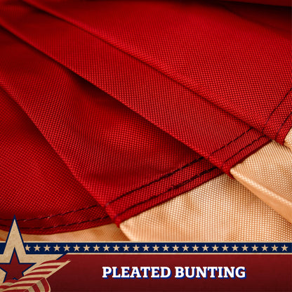 G128 - G128 USA Tea Stained Pleated Fan Flag 2x4FT Embroidered Polyester Stars and Stripes